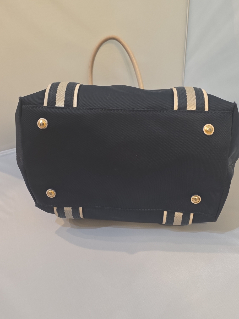 Michael Kors Navy Tote with Cream Striped Handles - Picture 4 of 4